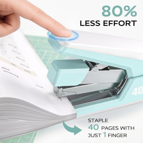 Marsrock Heavy Duty Stapler for Desk with 40-50 Sheet, 2000 Staples, Green | Classroom Stapler, Teacher Stapler, Office Stapler, Ergonomic & Easy-to-Load Desktop Stapler, Magnetic Staple Remover