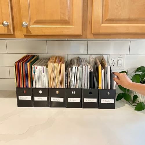 Evelots Magazine File Holder Set, Black Cardboard Office Organizer, 24-Pack