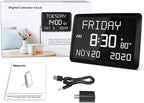 raynic digital clock, 11.5" large display calendar clock on a desk or shelf