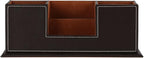 KINGFOM™ Double Holder Wood Leather Multi-Function Desk Stationery Organizer - Image 4