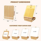tabletop easel for painting, adjustable beechwood sketchbox, portable showing dimensions