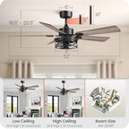 52 inch farmhouse ceiling fan with lights and shown in use