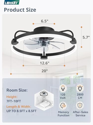 lediary 20" ceiling fans with lights and remote, package contents