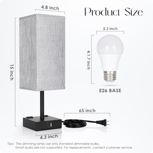 bedside table lamps set of 2 - touch, close-up detail