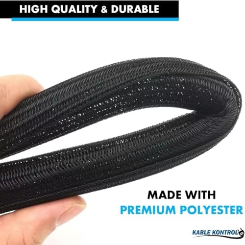 Kable Kontrol Braided Cable Sleeve Split Wrap 2" 200 Ft - Black