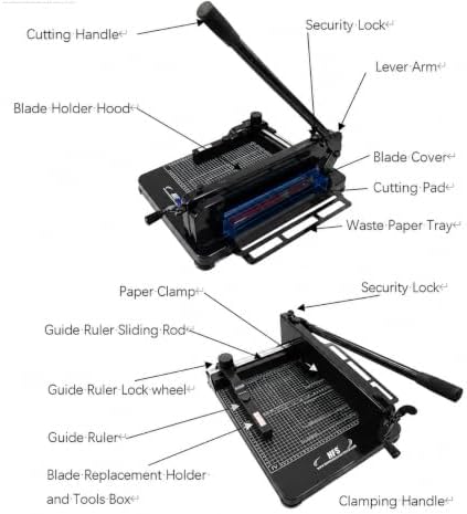 Heavy Duty Guillotine Paper Cutter - 400 Sheets Capacity, A4 12" Stack P...