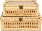 extra large rattan decorative box with lid, glass, main product view