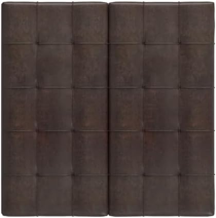 SIMPLIHOME Harrison 40" Wide Vegan Leather Ottoman in Distressed Brown