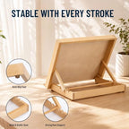12.5"x16.5" foldable beechwood tabletop painting easel, side view