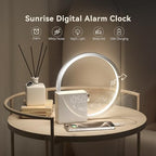 vivilumens sunrise digital alarm clock, white noise sound shown in use