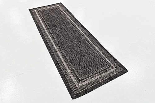 unique loom outdoor border collection area rug, side view