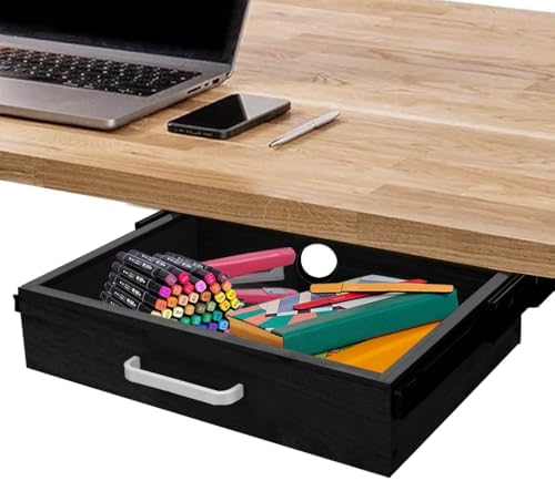 Upgrade Wood Under Desk Mounted Sliding Pull-out Drawer, Ball-Bearing Slides ...