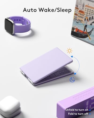 Samsers Ultra Slim Foldable Bluetooth Keyboard for Phone Tablet PC, Purple