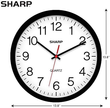 sharp 14-inch battery wall clock, silent non-ticking, easy-read, close-up detail