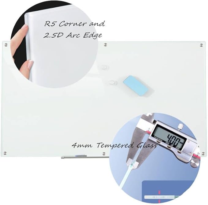 Glass Whiteboard Magnetic Dry Erase Board 6' x 3', Large Frameless Glass White - Image 3