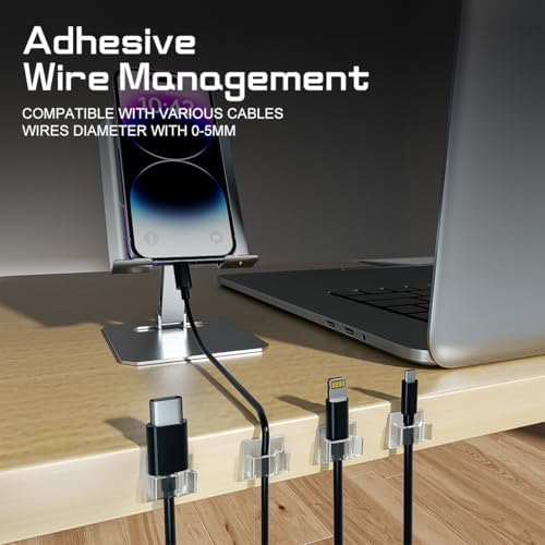 KGROTE 100PCS Cable Clips, Adhesive Wire Clips Strong Cord Clips Wire Holders...