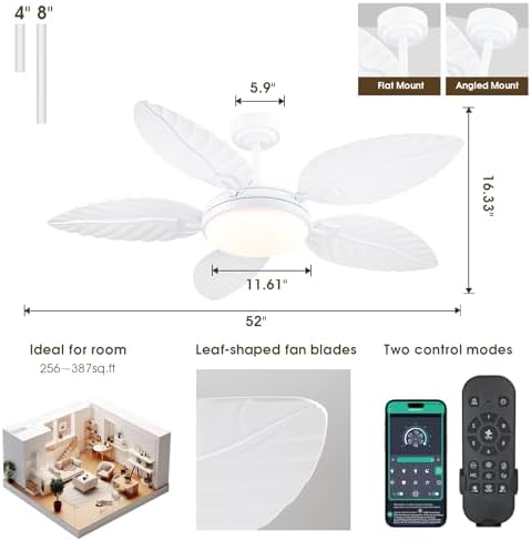 phorus 52" white tropical outdoor palm leaf ceiling shown in use