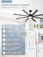 zmishibo 84 inch ceiling fans with lights,8 aluminum showing dimensions