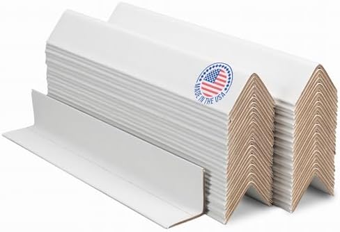 IDL Packaging Cardboard Edge Protector 2" x 2" x 12" (Pack of 50) - White Kraft Cardboard Corner Protectors for Shipping - V-Board Reinforced Pallet Edge Protector - Eliminates Shifting of Packaging | White Kraft Cardboard Corner Protectors for Shipping