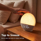 sunrise alarm clock wake up light, white noise, front angle view