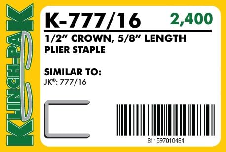 Klinch-Pak K-777/16, 5/8" Leg x 1/2" Wide Crown Heavy-Duty Galvanized Plier - Image 2