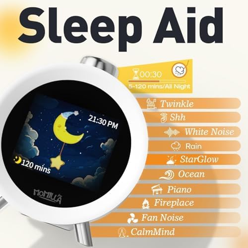 momilla alarm clocks for bedrooms, 2.8" color display, side view