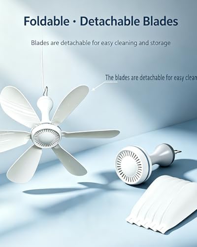 collapsible ceiling fan for cruise portable magnetic usb showing dimensions
