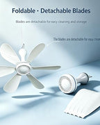 collapsible ceiling fan for cruise portable magnetic usb showing dimensions