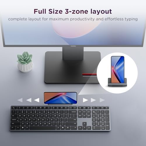 Lenovo 700 Modern Wireless Keyboard, 2.4 GHz Dongle & Dual Bluetooth Conn...