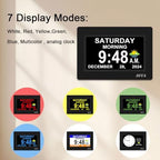 ssya 7 inch calendar clock - 12 alarm, side view