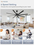zmishibo 84 inch heavy-duty ceiling fan without light showing dimensions