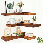 floating corner shelves, wall shelf set of 3 on a desk or shelf
