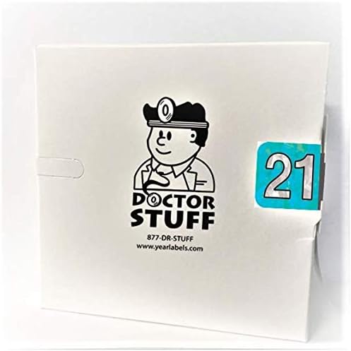 Doctor Stuff - 2021 Year Labels, Holographic Series, Holo Aqua Stickers, 500/Roll, 1 Roll, 3/4" x 1-1/2"