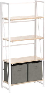 4NM No Assembly Folding Bookshelf Storage Shelves 4 Tiers Vintage Bookcase - Image 5