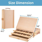 portable beechwood table easel with 3 storage drawers shown in use