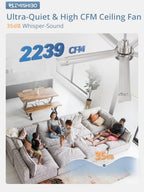 zmishibo 52 inch ceiling fans with lights, bend-resistant on a desk or shelf