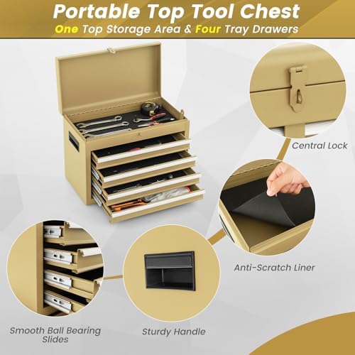 dreamade 5-drawer tool chest combo, rolling tool cabinet showing dimensions