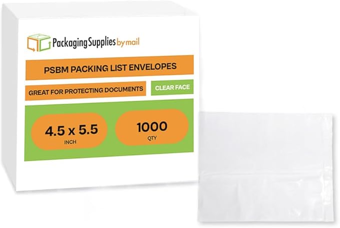 4.5" x 5.5" Clear Packing List Back Side Loading Plain Face Envelopes Pouches - Image 2