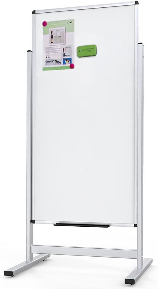 VIZ-PRO Double-Sided Magnetic Stand Whiteboard, 48 X 24 Inches, Aluminium Fra...
