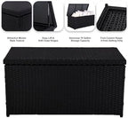 sundale 70 gallon oudoor deck box, large rattan, front angle view