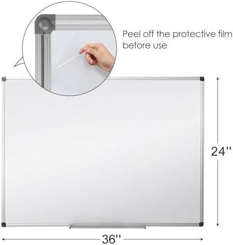 XIWODE 24x36 Inch Magnetic Dry Erase Whiteboard, Silver Aluminum Frame Wall-M...