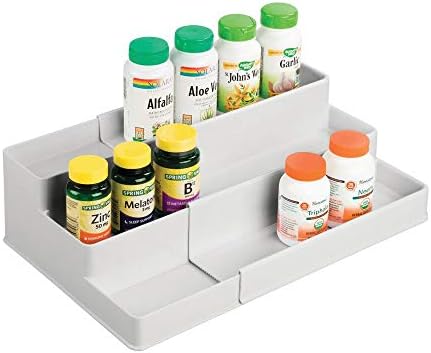 mDesign Plastic Expandable 3-Tier Shelf Rack Organizer - Storage for Bathroom...
