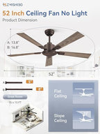 zmishibo 52 inch ceiling fan without light, brown, package contents