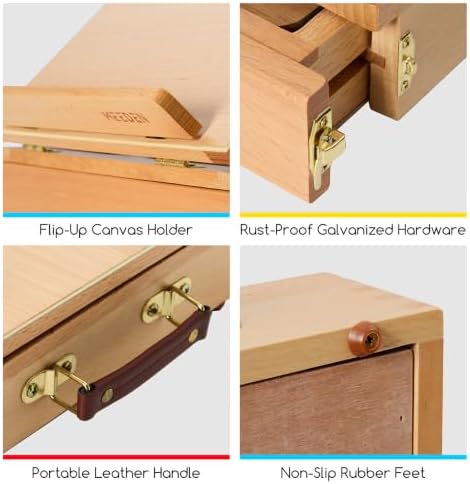meeden table top easel with drawer: tabletop easel showing dimensions