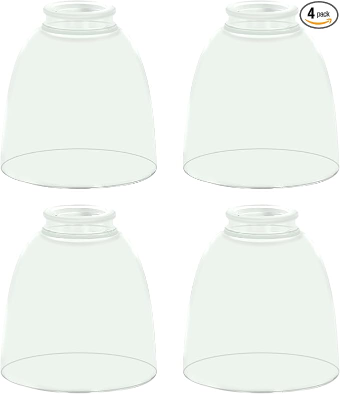 Eidonta 4 Pack Clear Glass Shade Replacements, Bell Shaped Glass Shade Covers by Eidonta