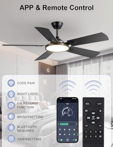 ojx 52 inch ceiling fans with lights and showing dimensions