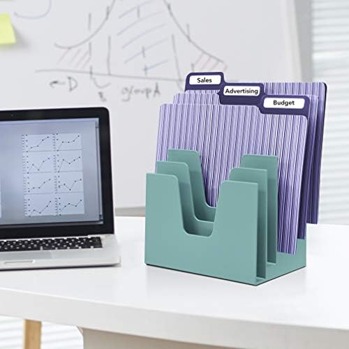 Acrimet 5 Section Incline File Sorter Organizer, Desktop Mail Holder, Green