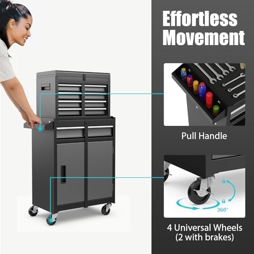dreamade 5-drawer tool chest combo, rolling tool cabinet on a desk or shelf