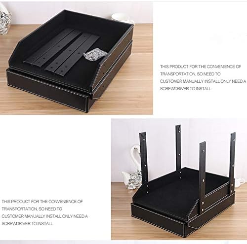 Very Sturdy 3 Tier Leather Desk File Rack for Office Supplies/Stationery/Fold...