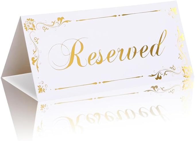 6 Pack Reserved Table Signs White Reserved Table Tent Card by Unknown